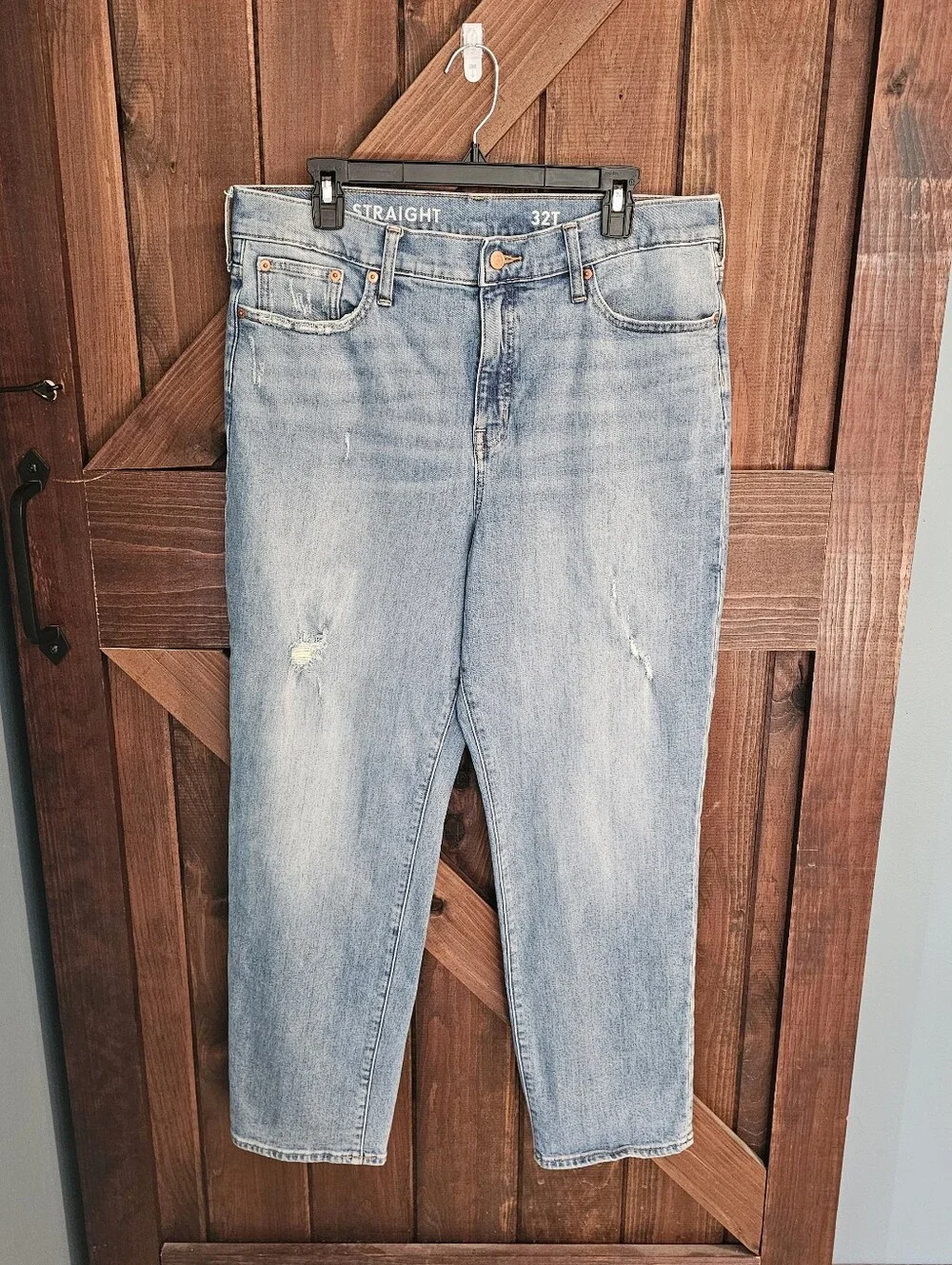 J.Crew Men’s 32T Classic Straight Light Wash Distressed Jeans